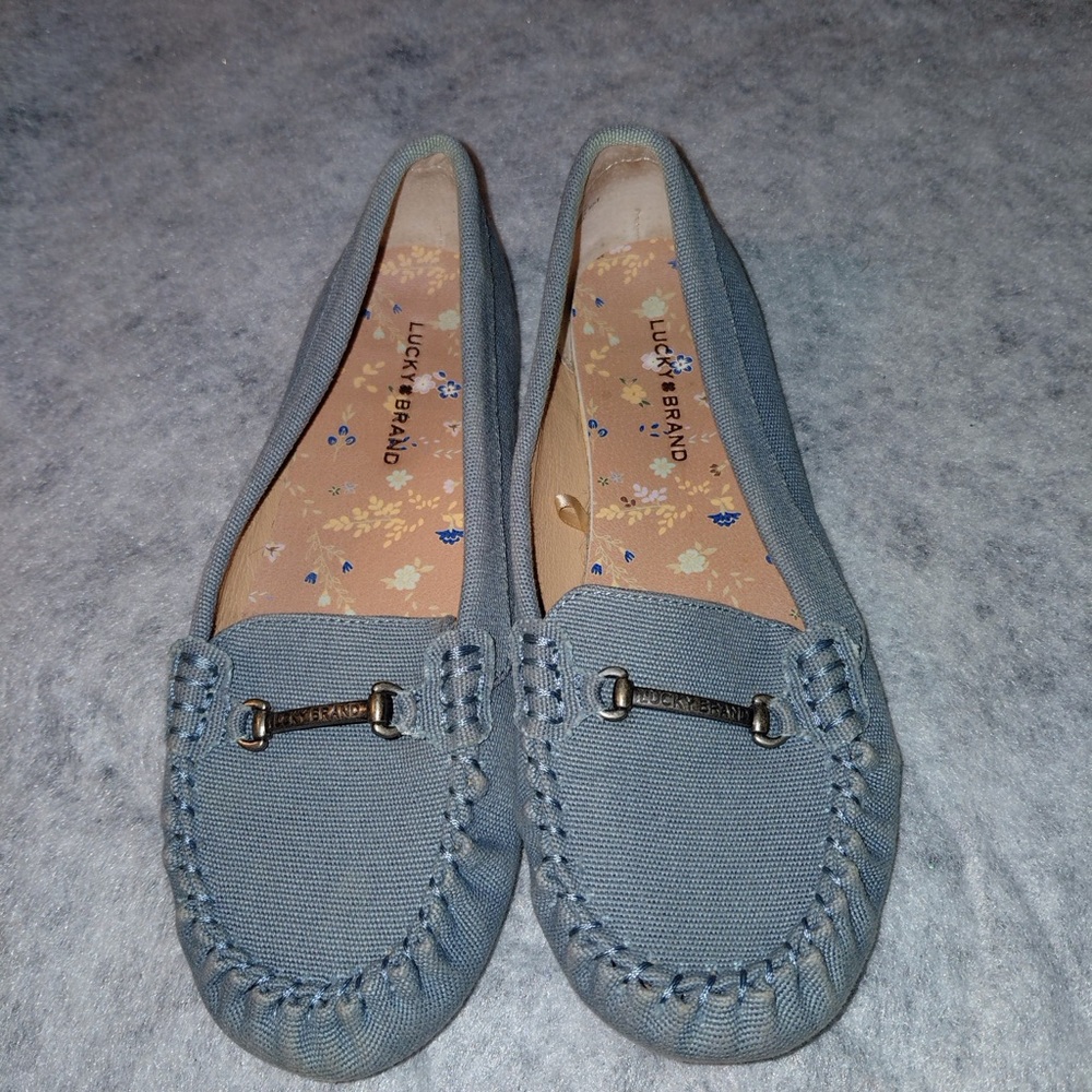 Lucky Brand Women's Abeeku Blue Canvas Moccasins Women’s Size 7